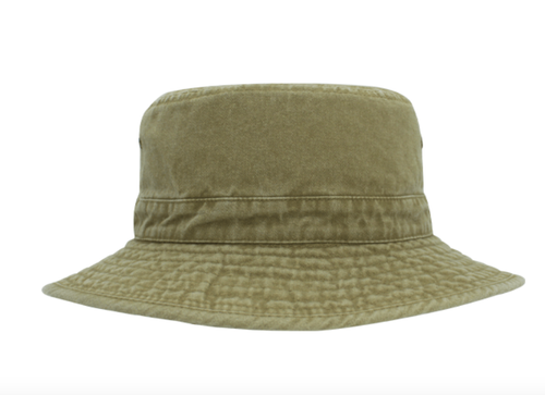 Khaki Max Wash Bucket Hat from Azulwear, highlighting the traditional rugged earth-tone washed cotton, wide sun-protective brim, and lightweight breathable build ideal for summer safari tours across South Africa