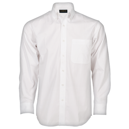 White brushed cotton twill long-sleeve shirt for men with button-down collar by Azulwear. Available for custom branding with nationwide delivery in South Africa.
