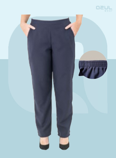 Navy Elasticated Back Nursing Pants, Azulwear