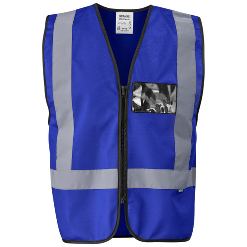 Hi-Viz Reflective Full Zip Vest - Royal Blue, Azulwear Safety Workwear