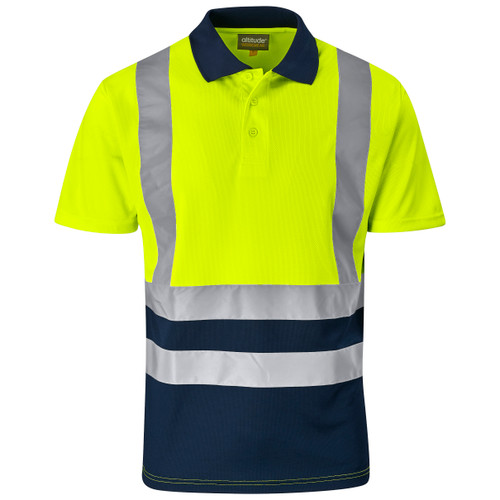 Two-Tone Hi-Viz Reflective Golf Shirt | Lime Golf Shirt | Azulwear ...