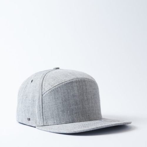 Grey Melange UFlex fashion 6 snapback cap with custom corporate embroidery, retail-style promotional headwear by Azulwear South Africa