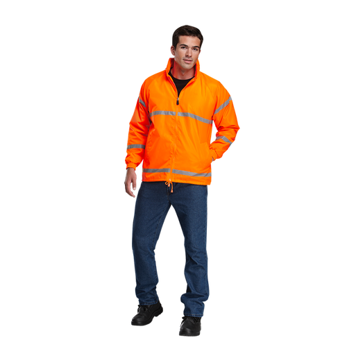 Hi-viz Convoy Jacket from Azulwear South Africa, featuring the full front view with high-visibility silver reflective tape, full frontal zip, and a water-resistant shell. Dispatched from Cape Town with courier delivery across South Africa.