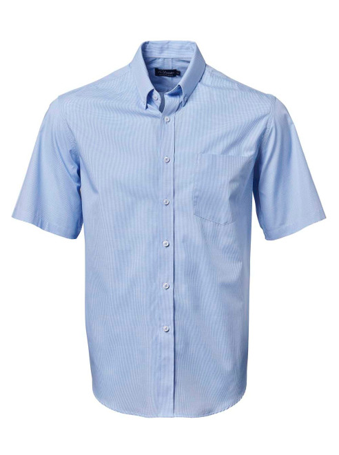 Sky Blue Check Men's Windsor Check S/S Shirt, high-quality corporate clothing by Azulwear, providing the best smart-casual design in Pretoria.