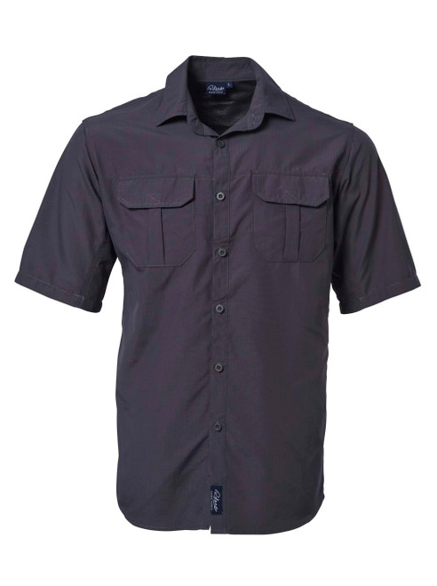Mens K224 S/S Safari Shirt - Charcoal, Azulwear Corporate Clothing Mens K224 S/S Safari Shirt - Charcoal, Azulwear Corporate Clothing