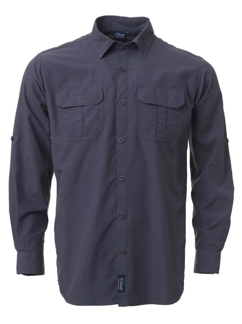 Mens K224 L/S Safari Shirt - Charcoal, Azulwear Outdoor & Safari Wear