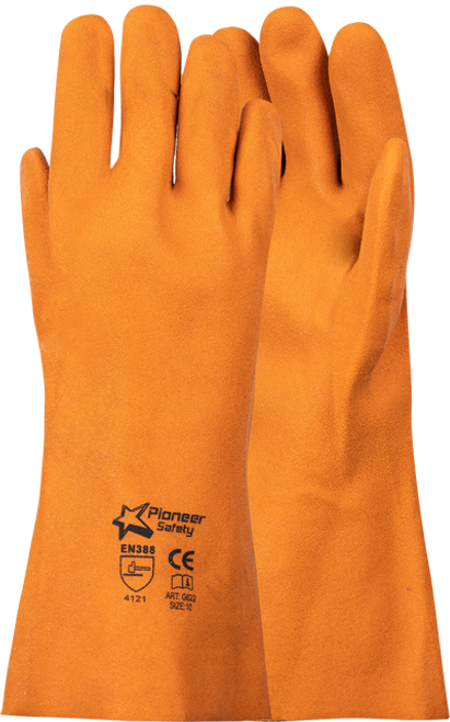 PVC Orange Foamed Gloves - 35cm, Azulwear PPE Safety