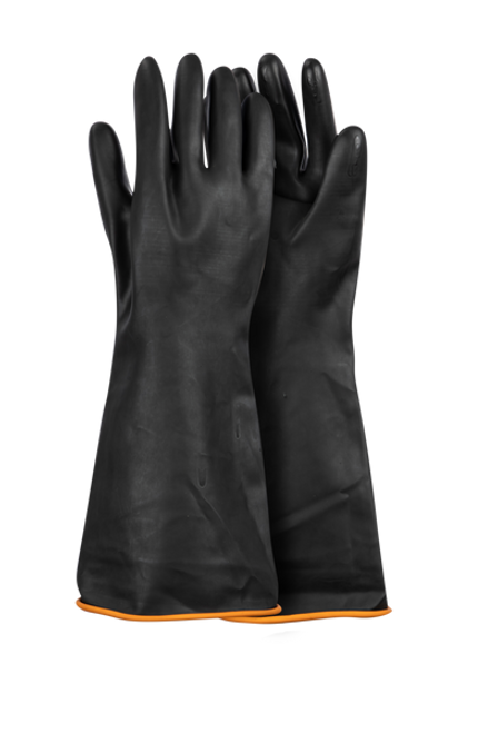 Black Industrial Rubber Glove Smooth Palm 55cm, Safety PPE, Azulwear South Africa