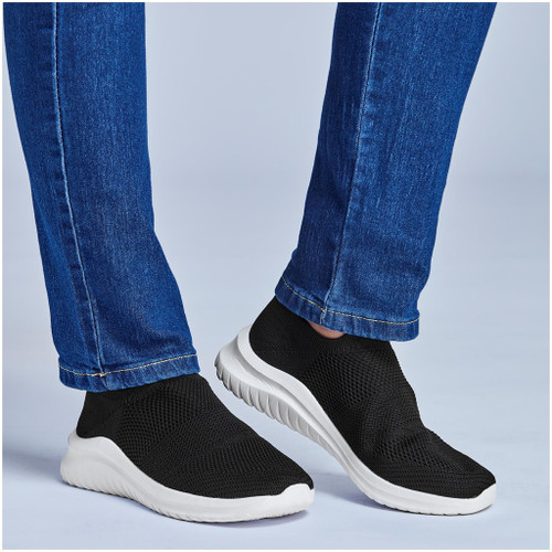 Unisex Comfort Slip-On Sneaker - Black/White, Azulwear Footwear