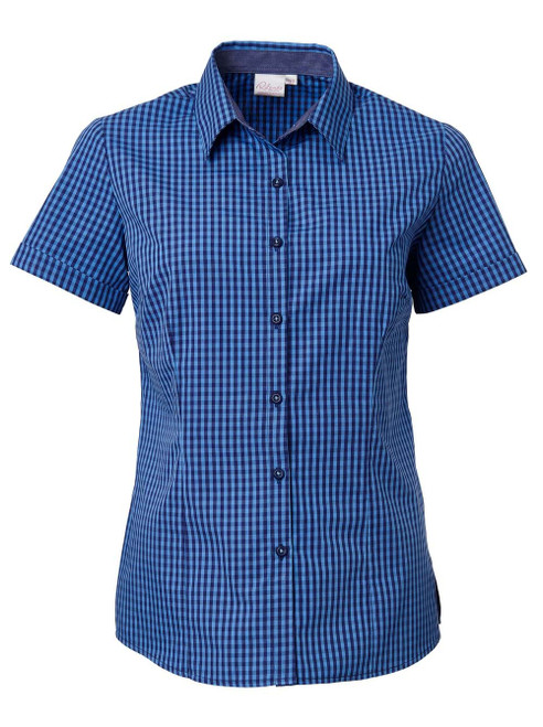 Ladies Heath K233 S/S Blouse - Navy/Blue, Azulwear Corporate Clothing