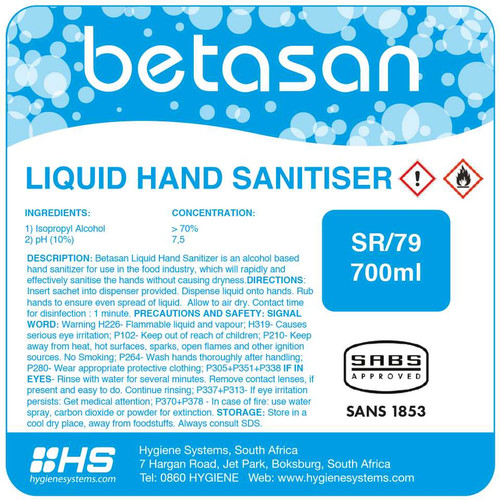Liquid Hand Sanitiser Dispenser Refill 700ml | 6pkts