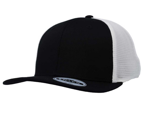 Black/White -Polycotton 6 Panel Trucker
