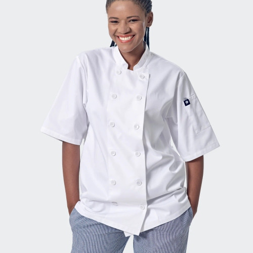 Classic White Pascal Short Sleeve Chef Jacket, premium chef wear by Azulwear, offering the best hospitality clothing with custom branding in Gauteng.