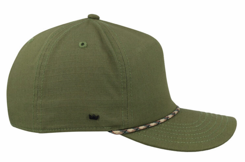 5 Panel Ripstop Unstructured Cap by Azulwear South Africa captured from a side angle to showcase its low-profile fit and heavy-duty fabric texture.