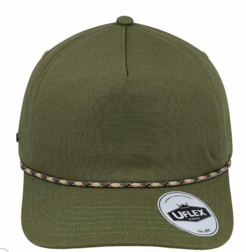 5 Panel Ripstop Unstructured Olive Colour - Front View -   Azulwear Headwear South Africa