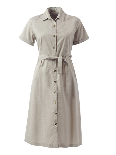 Stone Ladies Brooke Dress made from soft, breathable 100% cotton twill, designed for elegant corporate uniforms, office wear, and classic styling across South Africa.