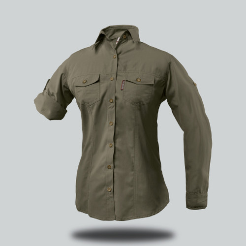 Safari Ratel Long Sleeve Shirt Ladies in Olive, Bush Shirts by Azulwear South Africa