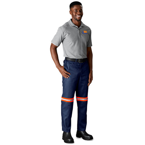 Trade Polycotton Pants - Orange Reflective Legs, Azulwear Safety Workwear