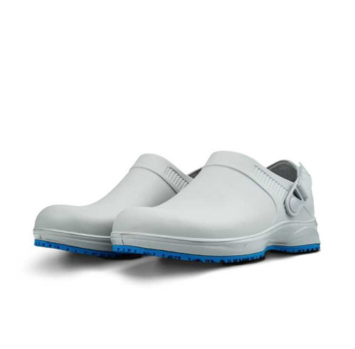 Grey adn Blue REBEL Cruiza Chef-Pro Slip-on Clog front view by Azulwear Workwear Cape Town, South Africa