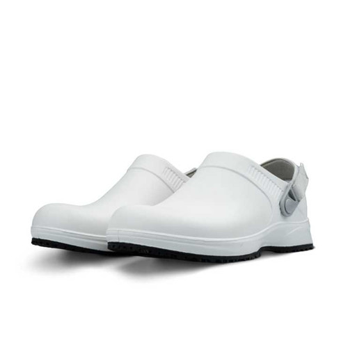 White and Black REBEL Cruiza Chef-Pro Slip-on Clog front view by Azulwear Workwear Cape Town, South Africa
