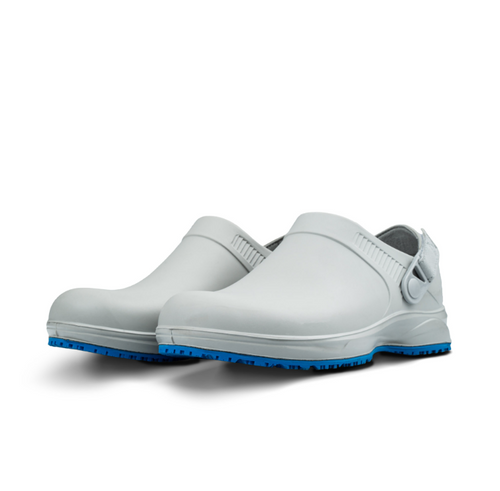 Cruiza Medi-Pro Slip-on Clog White and Blue - Front View