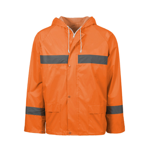 REBEL AquaSkin Rubberised Hi Viz Orange Reflective Rainsuit - Front View Azulwear South Africa REBEL AquaSkin Rubberised Hi Viz Orange Reflective Rainsuit - Front View Azulwear South Africa