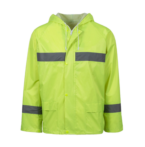 REBEL AquaSkin Rubberised Hi Viz Reflective Lime Rainsuit - Front View - Azulwear South Africa