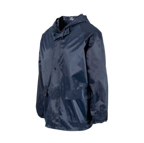 Navy REBEL AquaSkin Rubberised Rainsuit side view by Azulwear Workwear Cape Town, South Africa