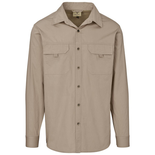 Khaki Mens Long Sleeve Mawenzi Twill Shirt by Azulwear Safari Outdoor Wear South Africa