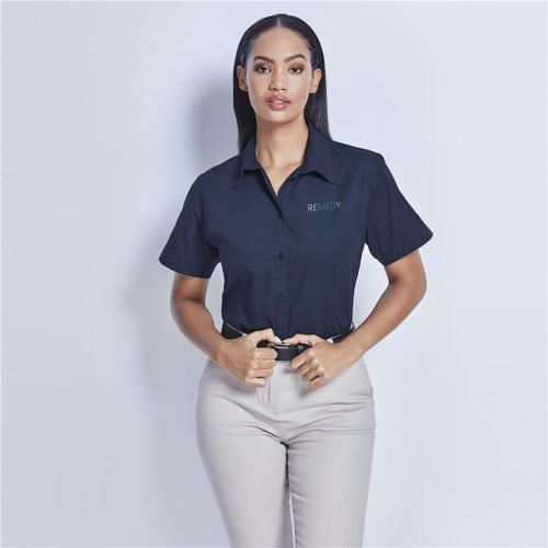 Ladies Short Sleeve Cotton Twill Moderna Shirt, Azulwear Corporate Wear South Africa