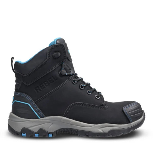 REBEL Ladies Rugged Boot - Black/Blue, Azulwear Safety Footwear
