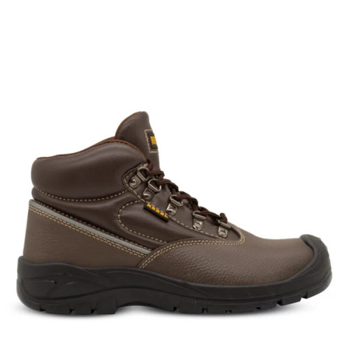 Brown REBEL Chukka Leather Steel Toe Safety Boot by Azulwear, showcasing the timeless high-traction protective leather structure and impact-resistant toe cap engineered for everyday industrial operations in Cape Town