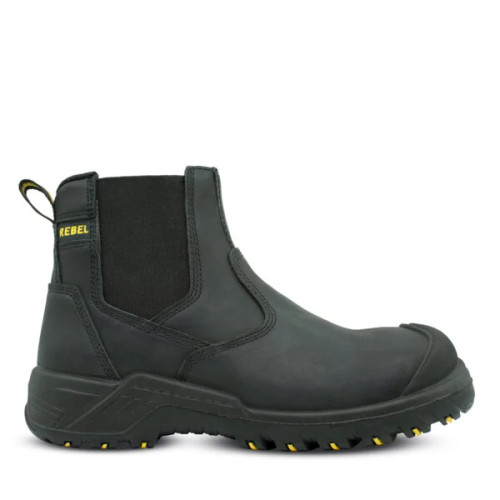 Black REBEL Crazy Horse Premium Leather Safety Boot by Azulwear South Africa