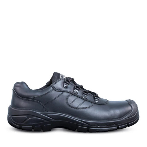 REBEL Hiker Lo Full Grain Leather Safety Shoe by Azulwear, showcasing the premium textured oil-resistant leather and low-cut athletic silhouette built for outdoor inspection work sites across South Africa.