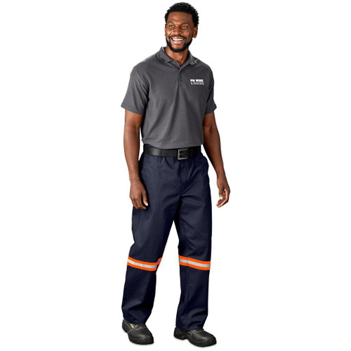 Premium 100% Cotton Pants Reflective Legs - Orange Tape, Azulwear Safety Workwear Premium 100% Cotton Pants Reflective Legs - Orange Tape, Azulwear Safety Workwear
