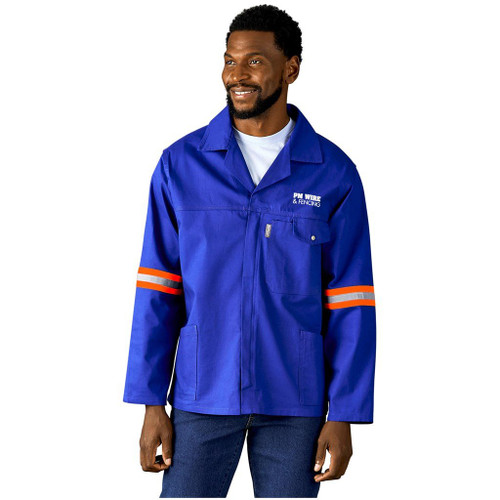 Premium 100% Cotton Jacket Reflective Arms - Orange Tape, Azulwear Safety Workwear Premium 100% Cotton Jacket Reflective Arms - Orange Tape, Azulwear Safety Workwear