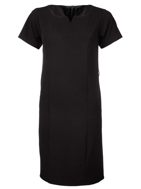 Black Ladies Carol 599 Short Sleeve Dress made from durable easy-care stretch polyester, designed for elegant corporate uniforms and professional business wear across South Africa.