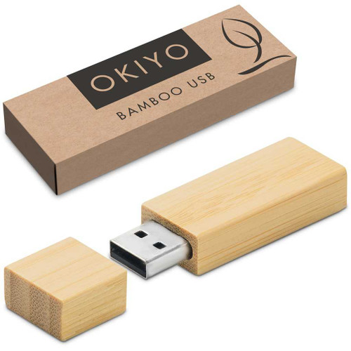 Okiyo Komorebi bamboo flash drive 16GB with custom corporate branding, Azulwear Sandton.