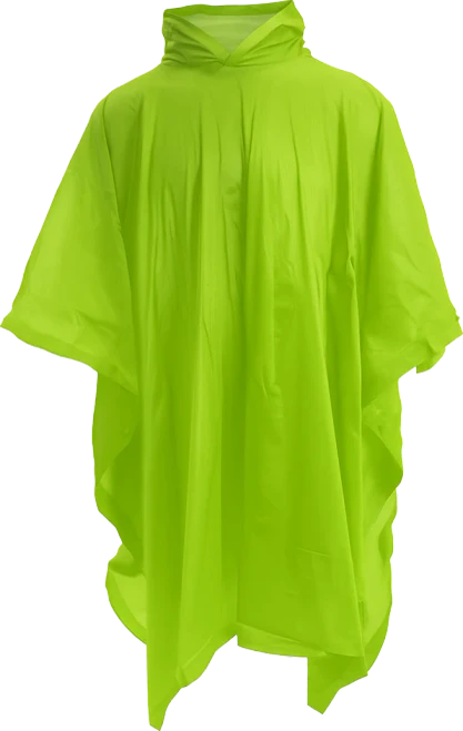 Lime green Rubberised Poncho from Azulwear, displaying the high-visibility weather-protective shell and roomy fit optimized for custom corporate screen printing and industrial outdoor workwear safety across South Africa