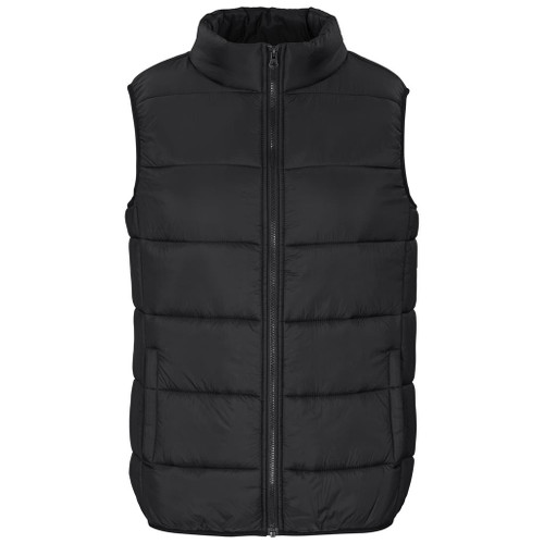 Front view of the Black Mens Catania Bodywarmer from Azulwear, showcasing the premium quilted construction and chunky front zip. Ideal for high-quality corporate clothing and embroidered logo applications.