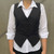 Front view Model wearing the DUCHESS Ladies Paula Waistcoat featuring welt pockets, a panelled waistline, and engraved buttons, ideal for South African hospitality environments by Azulwear.