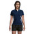 Model wearing the tailored feminine-fit BRT Reflect Women's Golf Shirt showcasing the contrast panels, knitted collar, and reflective details, ideal for professional team wear by Azulwear.