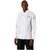 Front view of the White Zest Short Sleeve Chef Jacket by Azulwear, showcasing the crisp fabric and professional styling ideal for boutique hotel gender-neutral kitchen staff apparel in Franschhoek, South Africa.