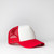 UFlex Kiddies Curved Peak Trucker Cap - Red/White - Side View - Azulwear South Africa UFlex Kiddies Curved Peak Trucker Cap - Red/White - Side View - Azulwear South Africa