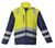 Safety yellow and navy Fleet Jacket from Azulwear South Africa, displaying the full front profile, durable weather-repellent outer shell, high funnel collar, and secure utility chest zipper. Ordered online with prompt courier delivery across South Africa.