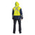 Safety yellow and navy Fleet Jacket from Azulwear South Africa, displaying the full back view with premium silver reflective tape across the shoulder blades and torso. Shipped nationwide with rapid courier delivery across South Africa.