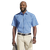 Model wearing the relaxed-fit Mens Madison Lounge Short Sleeve Shirt by Azulwear, showcasing the structured collar bone support and contrast collar trims, ideal for office uniforms.