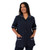 Model wearing the DUCHESS Udine Top featuring a flattering panelled shape, contrast piping detail, and practical side pockets, ideal for South African medical professionals.
