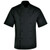 Front view of the Black Stanley Short Sleeve Chef Jacket by Azulwear, showcasing the sleek black fabric, classic double-breasted layout, and comfortable short sleeve design engineered for high-performance chef wear across South Africa