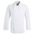 Front view of the White Stanley Long Sleeve Chef Jacket by Azulwear, showcasing the crisp white fabric, elegant double-breasted layout, and professional long sleeves engineered for premium hospitality chef wear in Stellenbosch